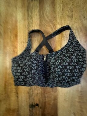 Victoria's Secret Black VSX Logo Front-Zip Sports Bra